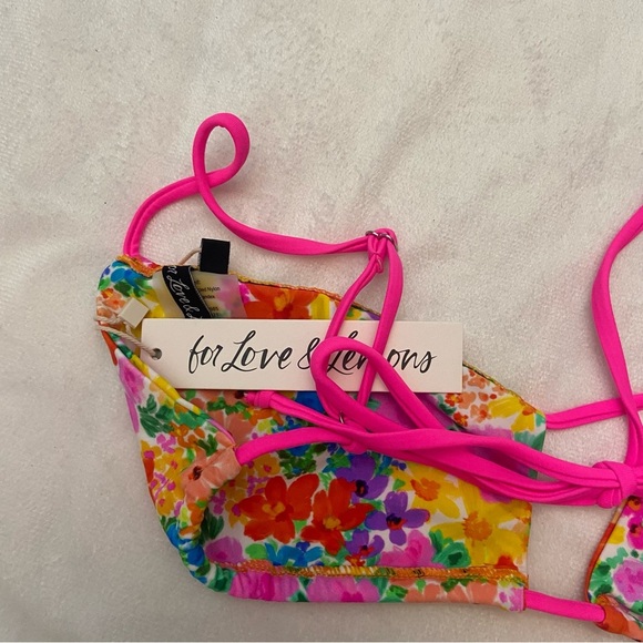 New! FOR LOVE & LEMONS Merrill String Bikini Top Floral 1936 - Picture 6 of 9